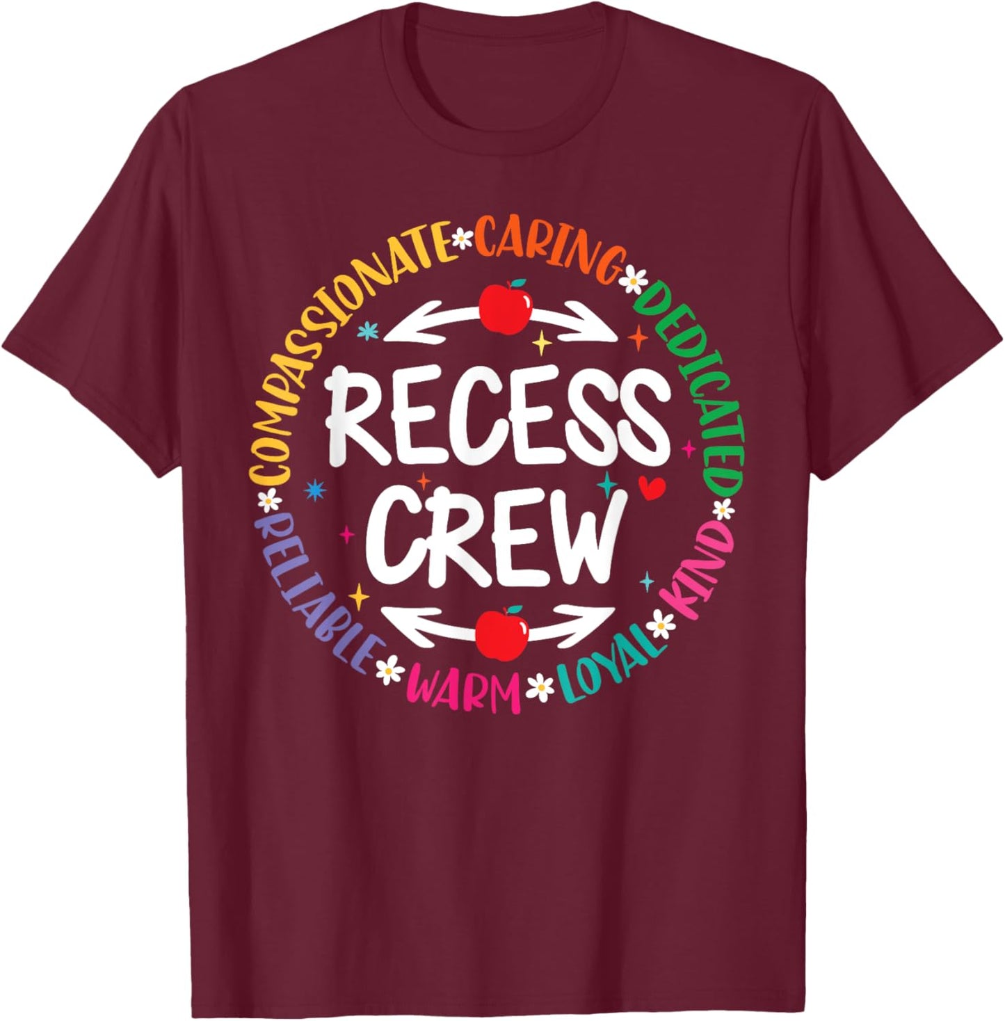 Recess Crew Teacher Students Expert Monitor playground Team T-Shirt - T-Shirt | Maroon