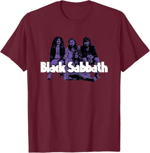 Official Black Sabbath Purple Photo T-Shirt - T-Shirt | Maroon