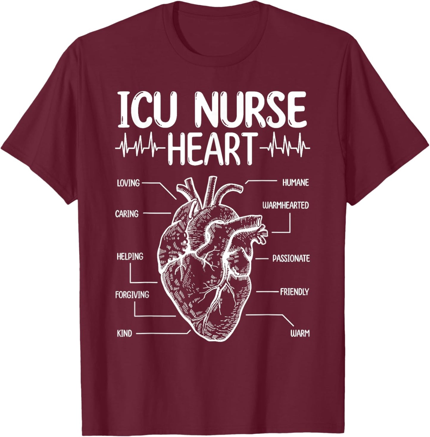Neuro ICU Nurse Accessoires Cardiac ICU Nurse Essentials T-Shirt - T-Shirt | Maroon