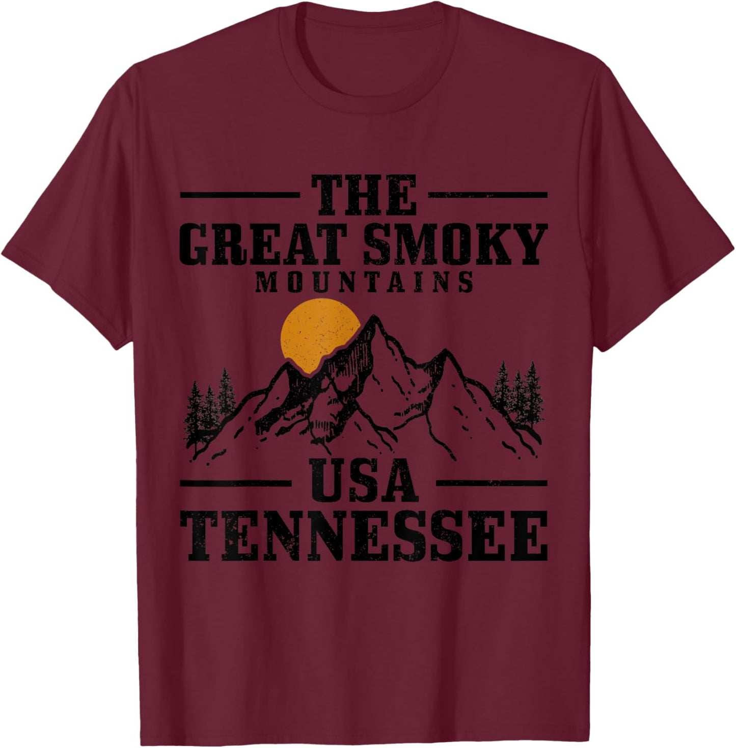 Great Smoky Mountains Tennessee Hiking TN Vintage T-Shirt - T-Shirt | Maroon