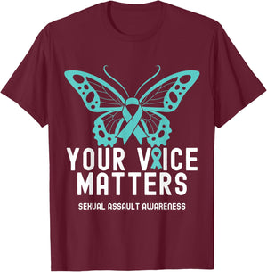 Your Voice Matters Shirts Sexual Assault Awareness Month T-Shirt - T-Shirt | Maroon