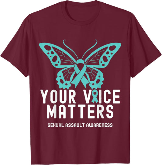 Your Voice Matters Shirts Sexual Assault Awareness Month T-Shirt - T-Shirt | Maroon