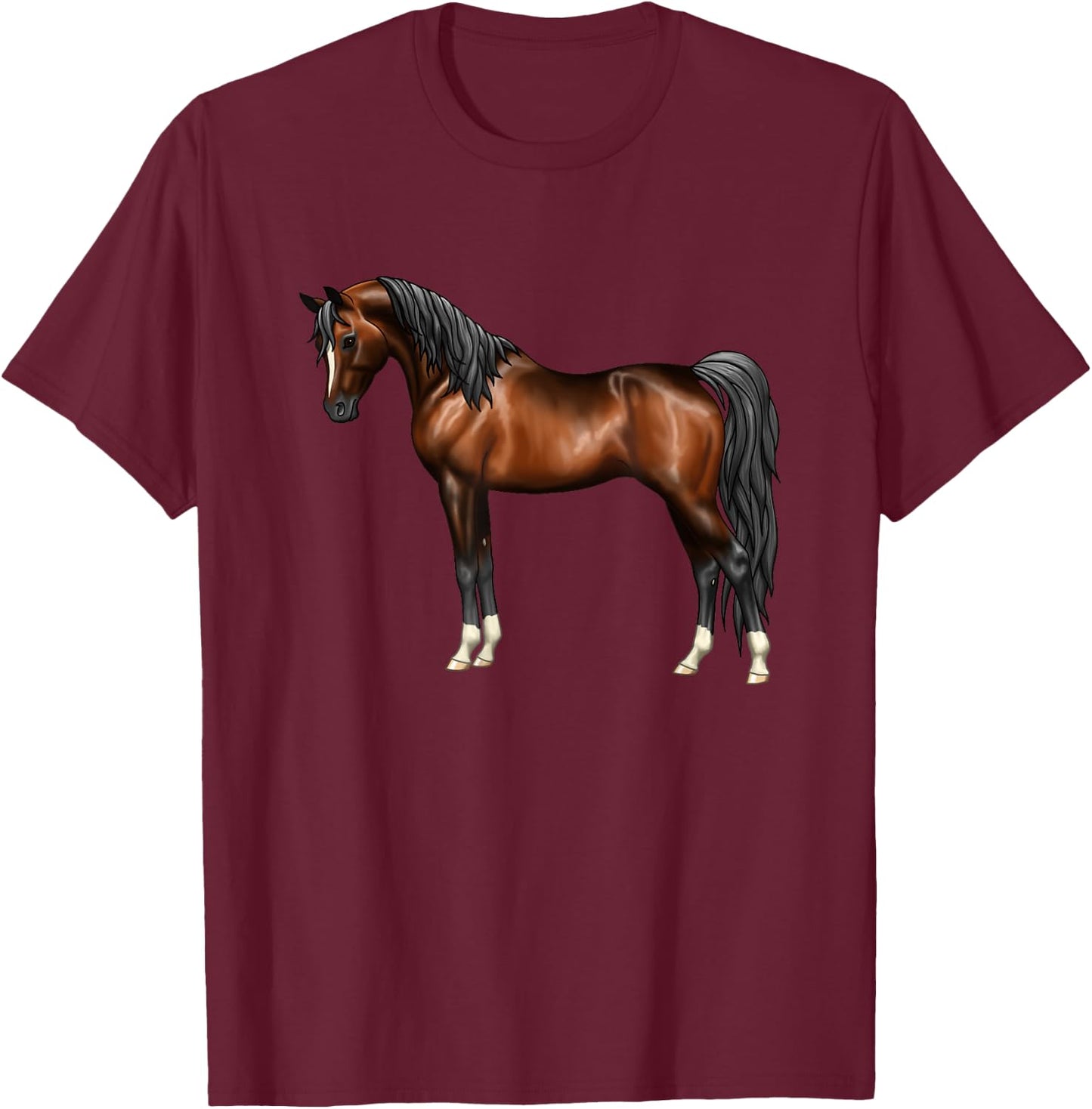 Beautiful Dark Brown Bay Egyptian Arabian Horse Lovers T-Shirt - T-Shirt | Maroon
