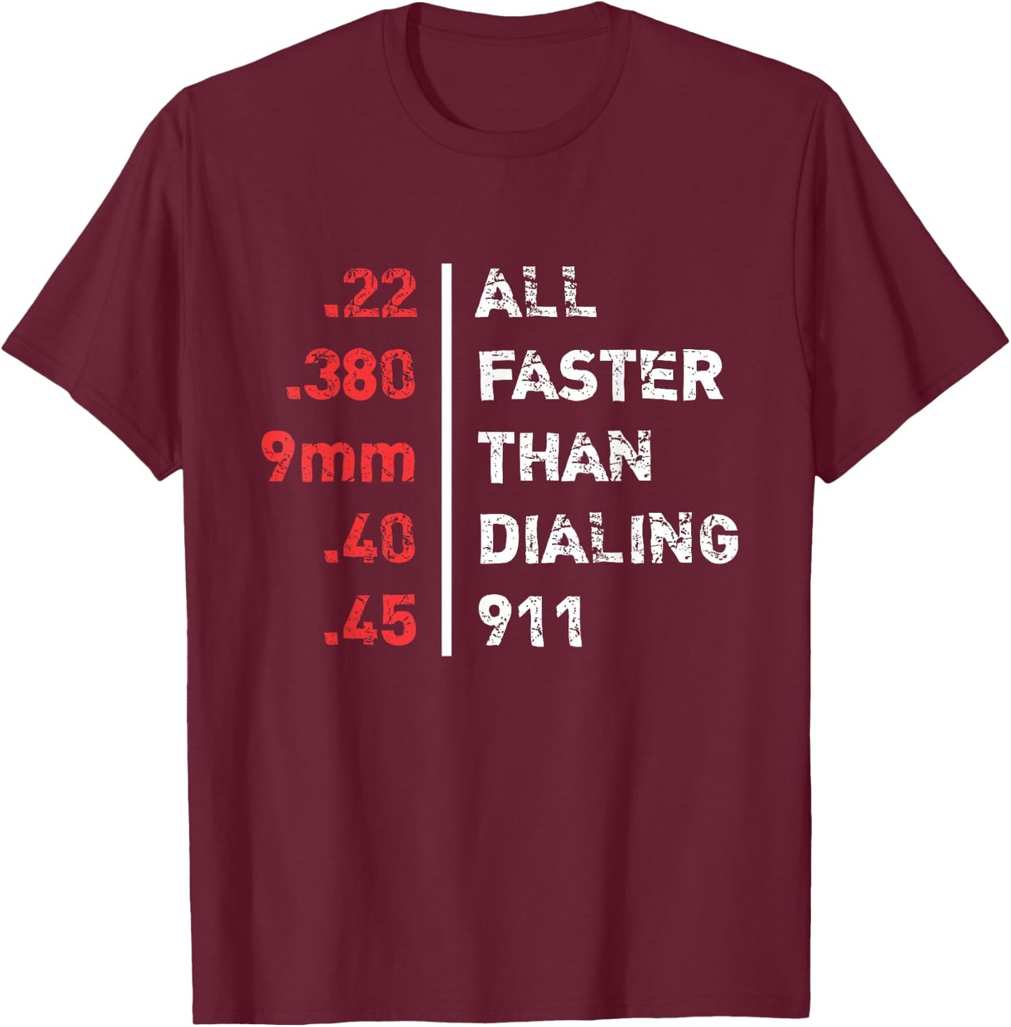 Bullets Are All Faster Than Dialing 911 Ammo T-Shirt - T-Shirt | Maroon