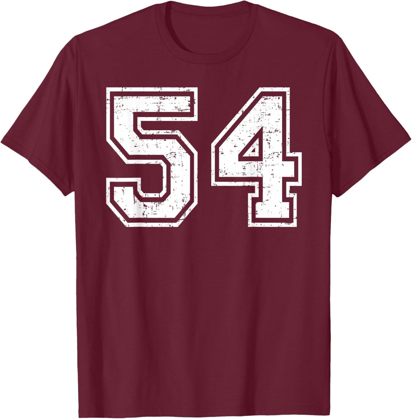 54 Number Fifty-Four Team Sports Grunge Varsity Matching T-Shirt - T-Shirt | Maroon