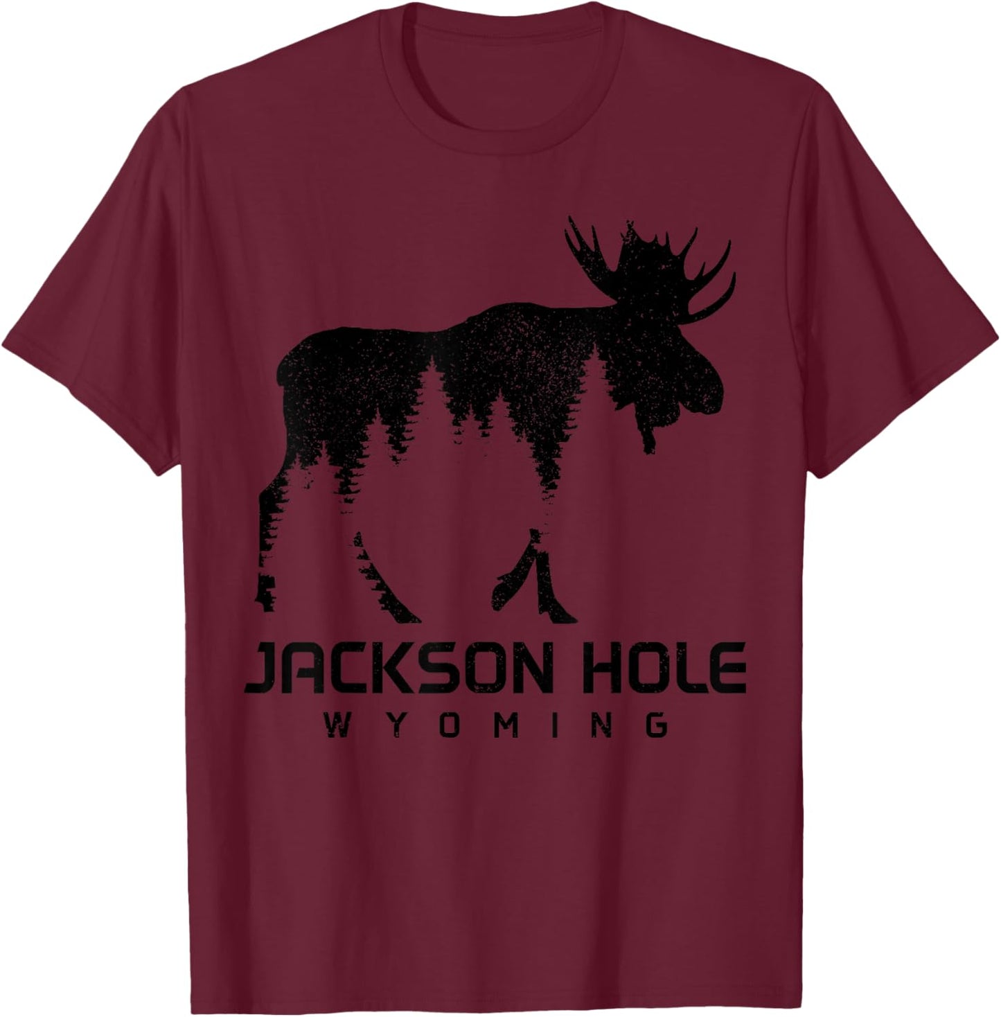 Jackson Hole Wyoming Vintage Moose Souvenir Pride T-Shirt - T-Shirt | Maroon