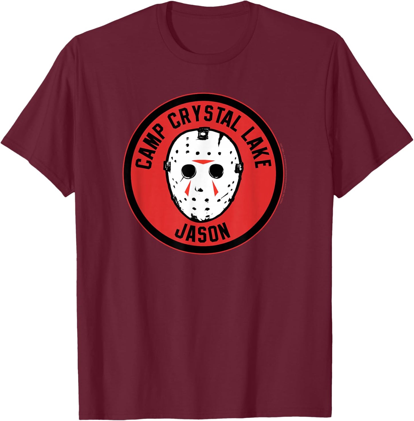 Friday The 13th Jason Camp Crystal Lake Patch T-Shirt - T-Shirt | Maroon