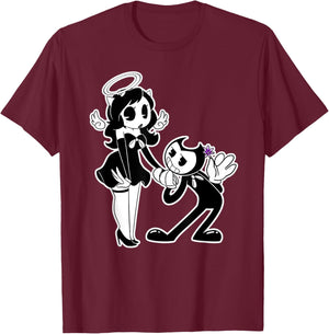 Alice Angel Gothic Angel x Bendy Demon T-Shirt - T-Shirt | Maroon