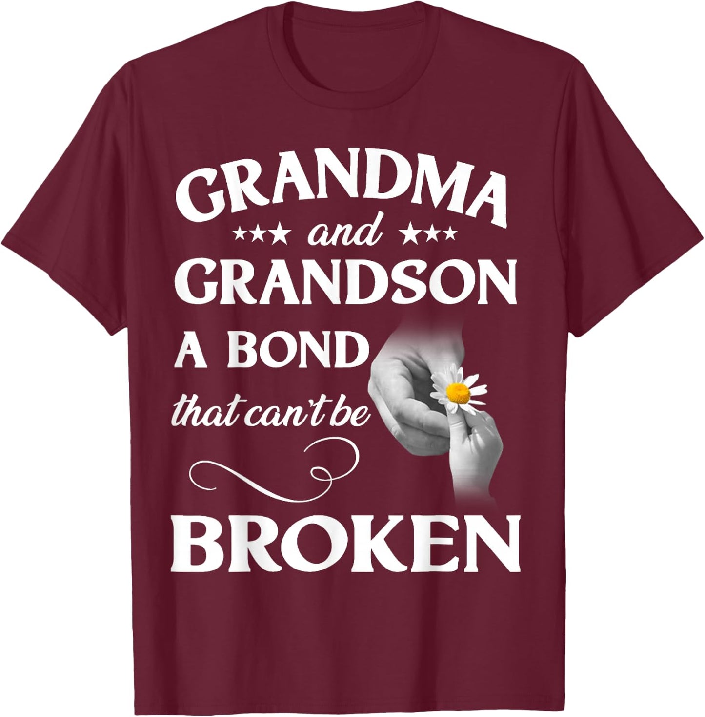 Trendy Coloring Grandma and Grandson A Bond That Can't Be Broken ,Black,Small T-Shirt - T-Shirt | Maroon