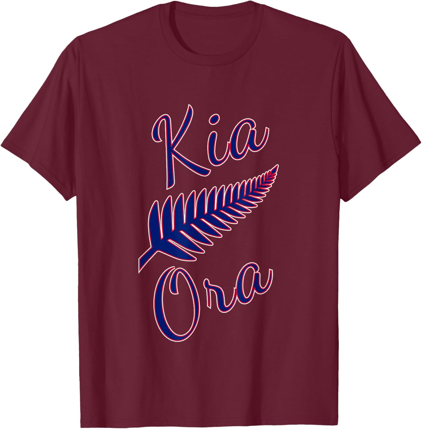 Kia Ora Maori Greeting New Zealand Pride Silver Fern Travel T-Shirt - T-Shirt | Maroon