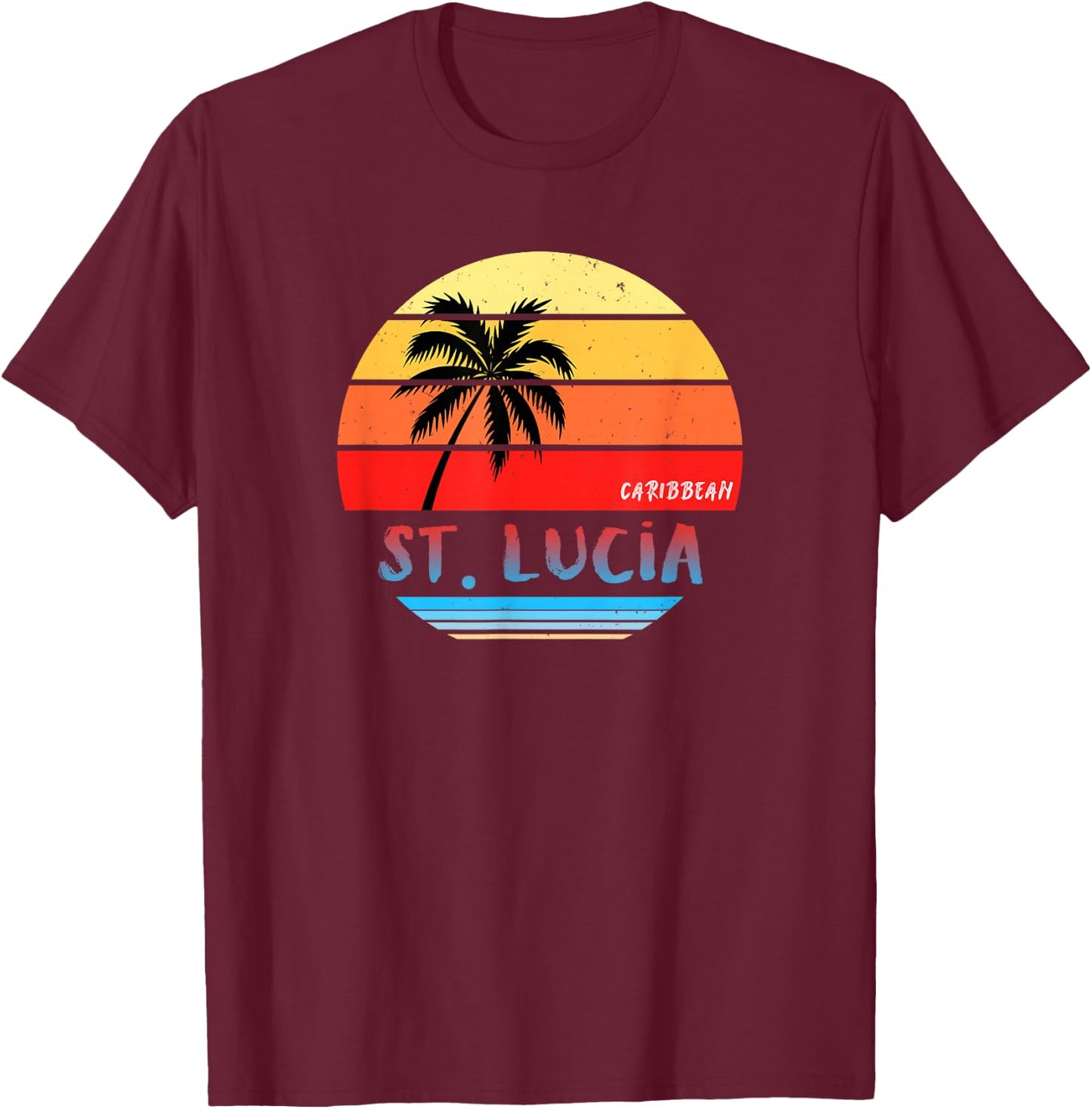 Saint Lucia Souvenir Gift T-Shirt - T-Shirt | Maroon