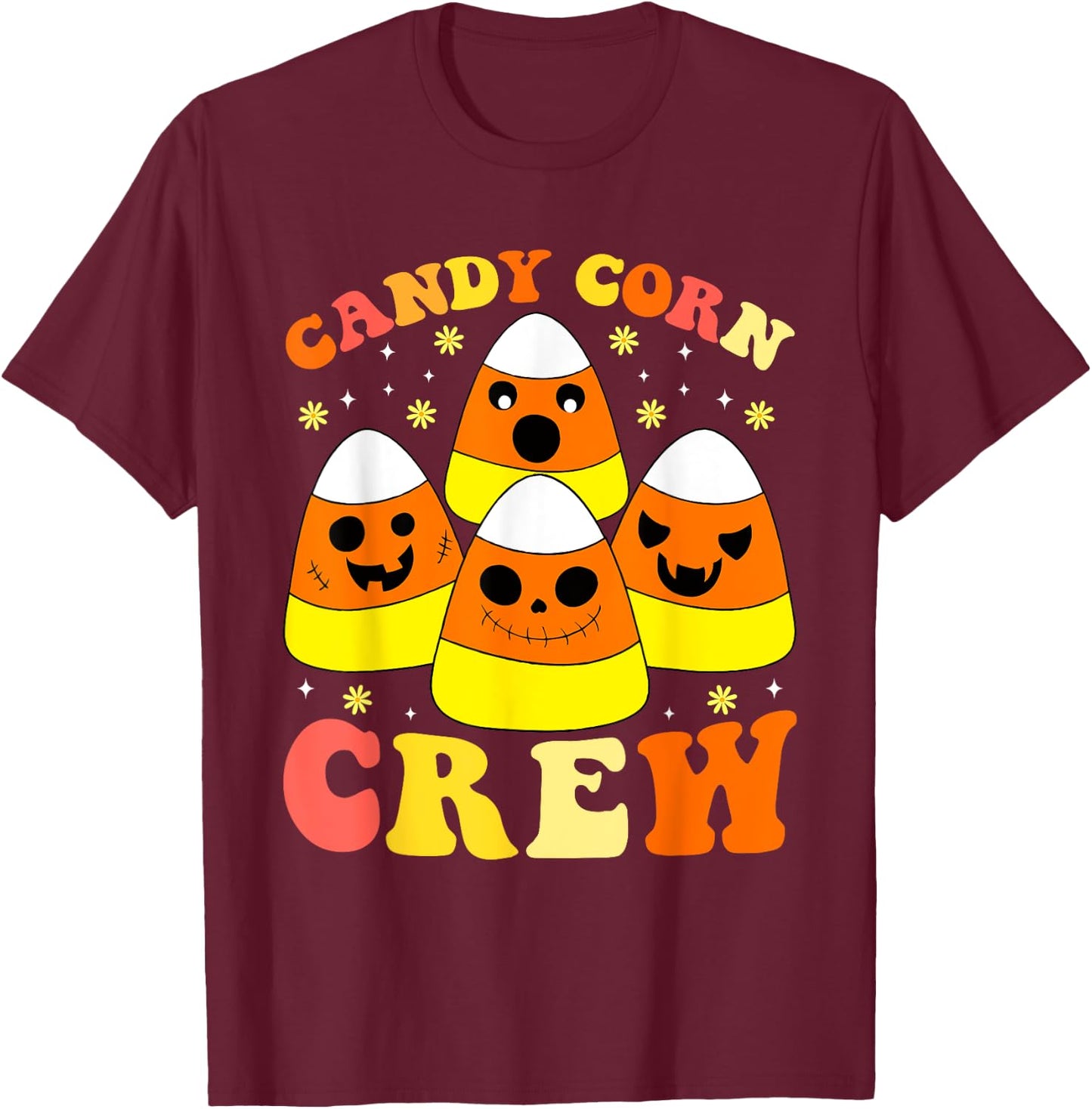 Candy Corn Crew Halloween Costume Men Women Friends T-Shirt - T-Shirt | Maroon