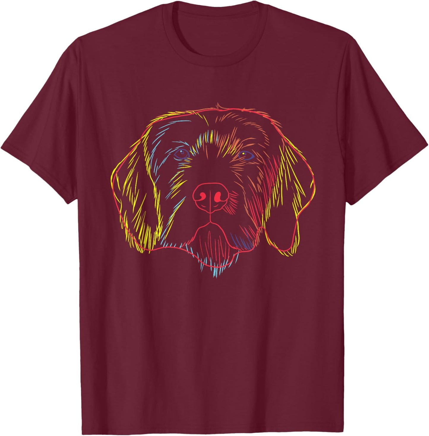 Colourful Dog Pudelpointer Men Women Girls Kids T-Shirt - T-Shirt | Maroon