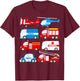 Emergency Vehicles Birthday Ambulance Fire Truck Firefighter T-Shirt - T-Shirt | Maroon