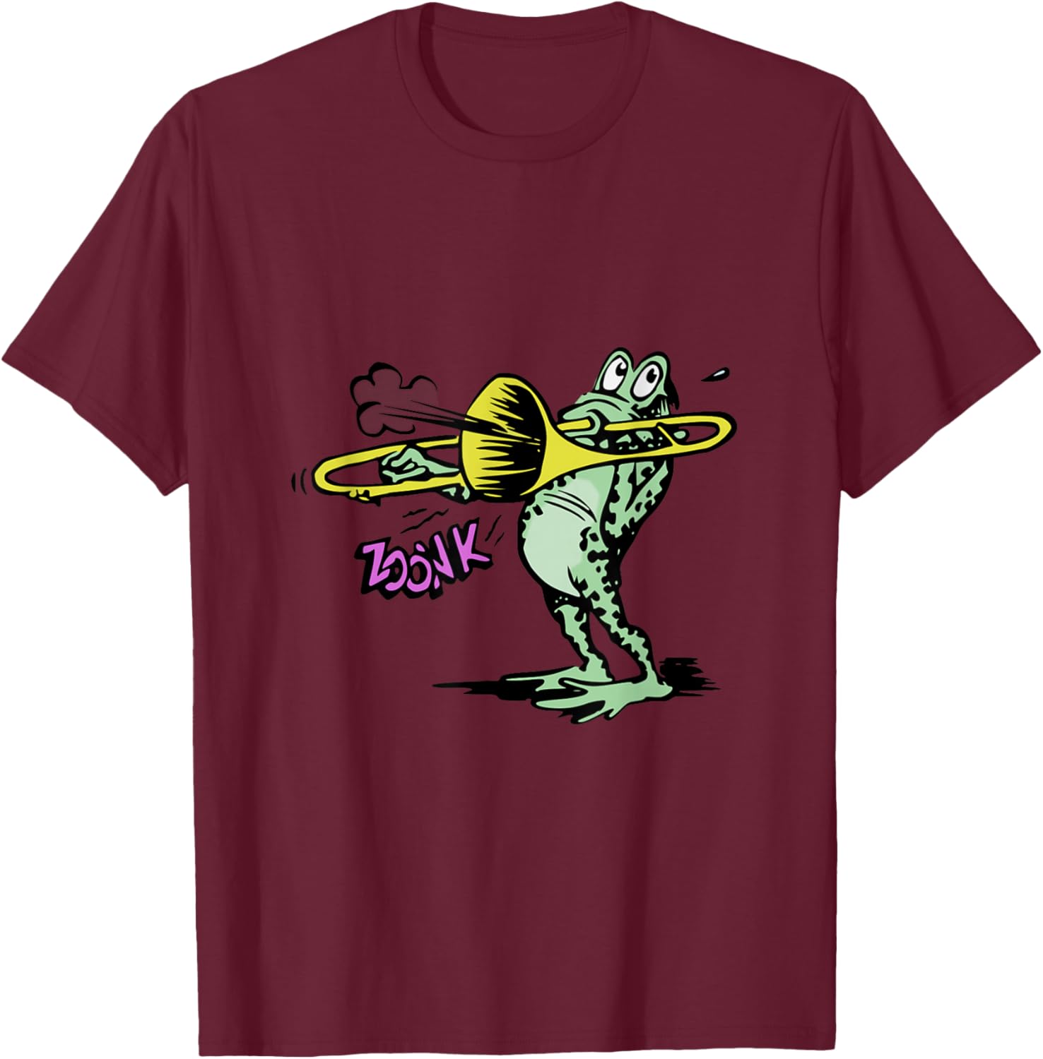 Frog Playing Trombone T-Shirt - T-Shirt | Maroon