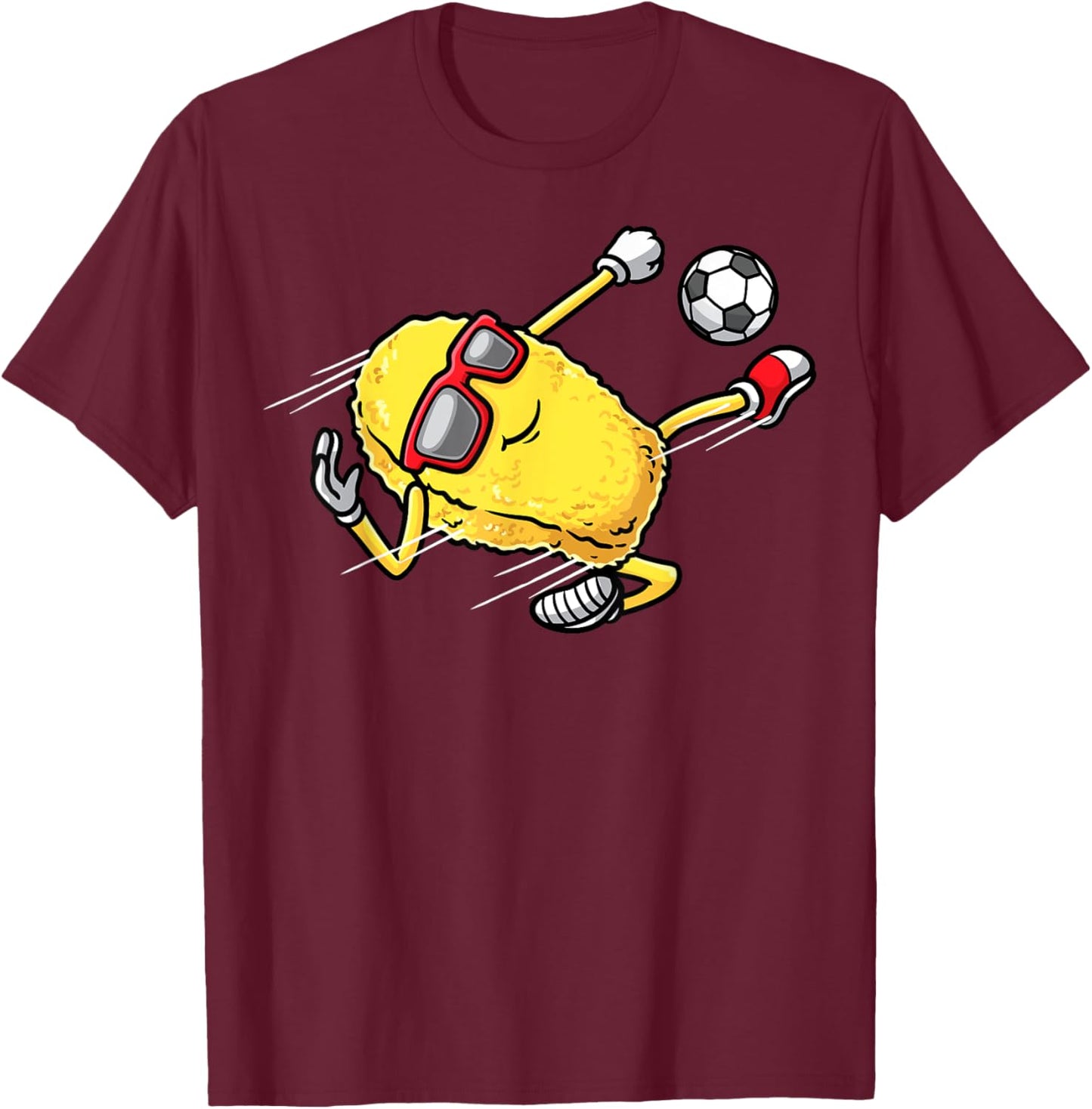 Soccer Player Chicken Nugget Playing Soccer Girls Boys T-Shirt - T-Shirt | Maroon