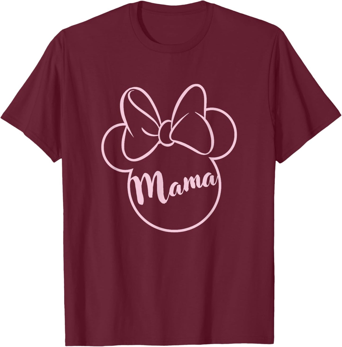 Disney Mickey and Friends Minnie Mouse Mama Pink Bow Ears T-Shirt - T-Shirt | Maroon