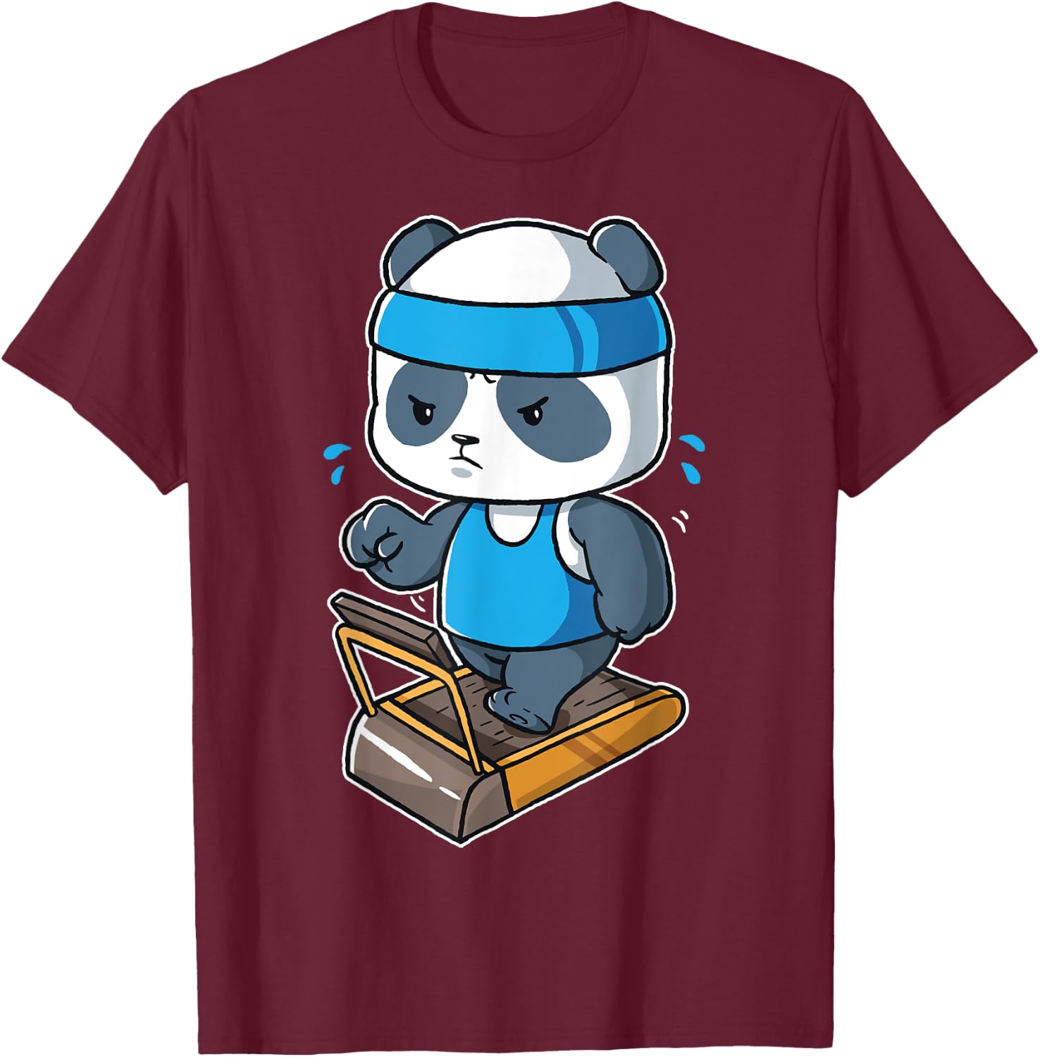Panda Bear Body Builder Fitness Gym Workout Training Cardio T-Shirt - T-Shirt | Maroon