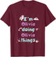 Kids Cute Olivia Personalized First Name Girls T-Shirt - T-Shirt | Maroon