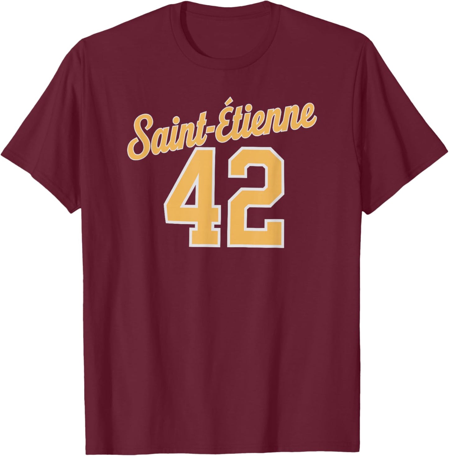 Saint-Étienne 42 , Black, S T-Shirt - T-Shirt | Maroon