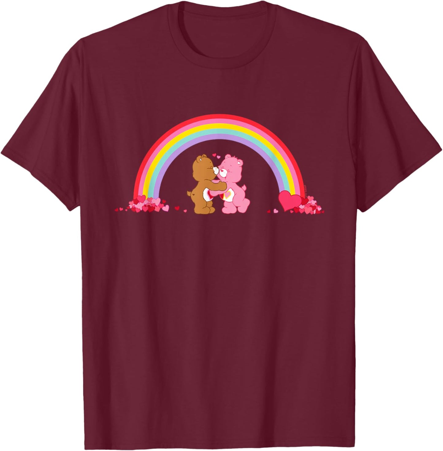 Care Bears Valentine's Kiss with Love-A-Lot and Tenderheart T-Shirt - T-Shirt | Maroon