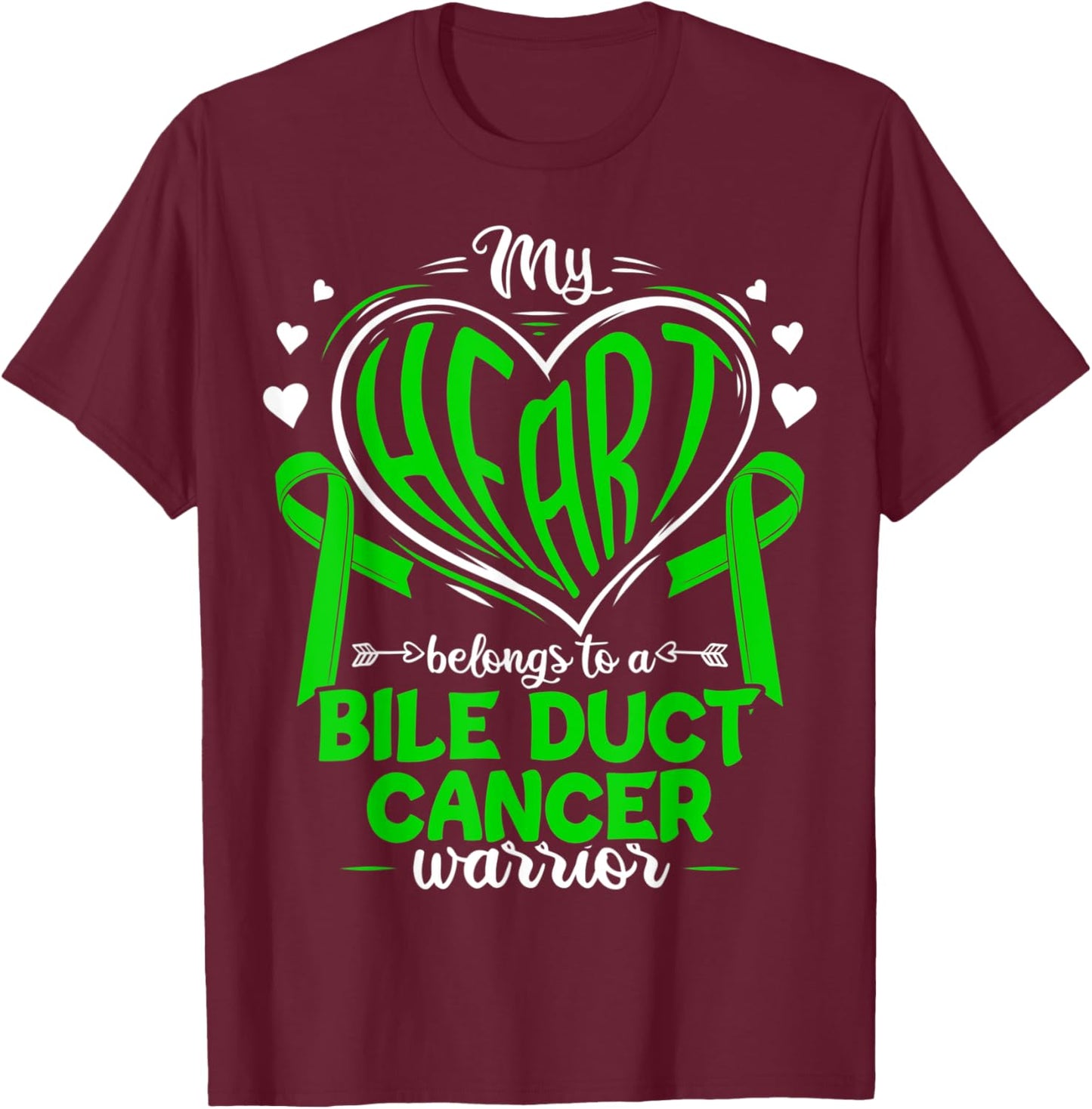 Cholangiocarcinoma Bile Duct Cancer Awareness T-Shirt - T-Shirt | Maroon