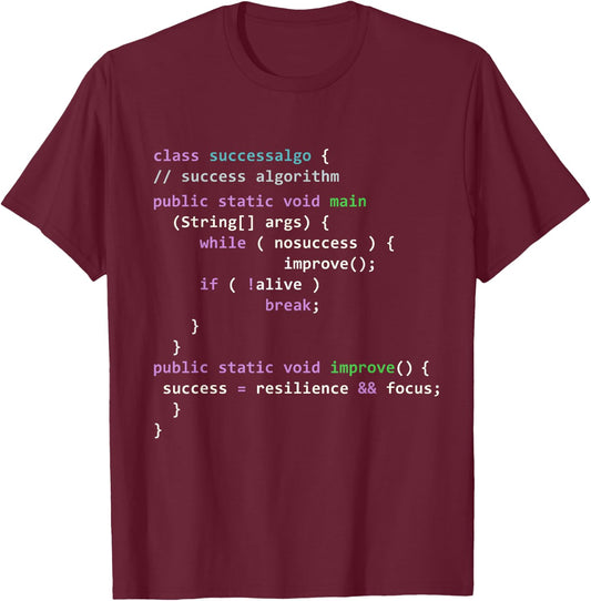 Java Programming Java Success Algorithm Java Programmer T-Shirt - T-Shirt | Maroon