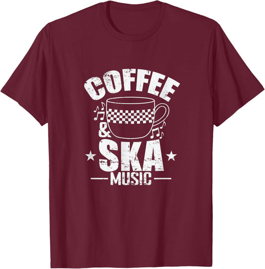 Coffee and Ska Music T-Shirt - T-Shirt | Maroon