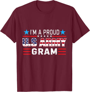 I'm A Proud Army Gram US Flag T-Shirt - T-Shirt | Maroon