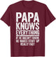 Papa Knows Everything Shirt Men Funny Grandpa Fathers Day T-Shirt - T-Shirt | Maroon