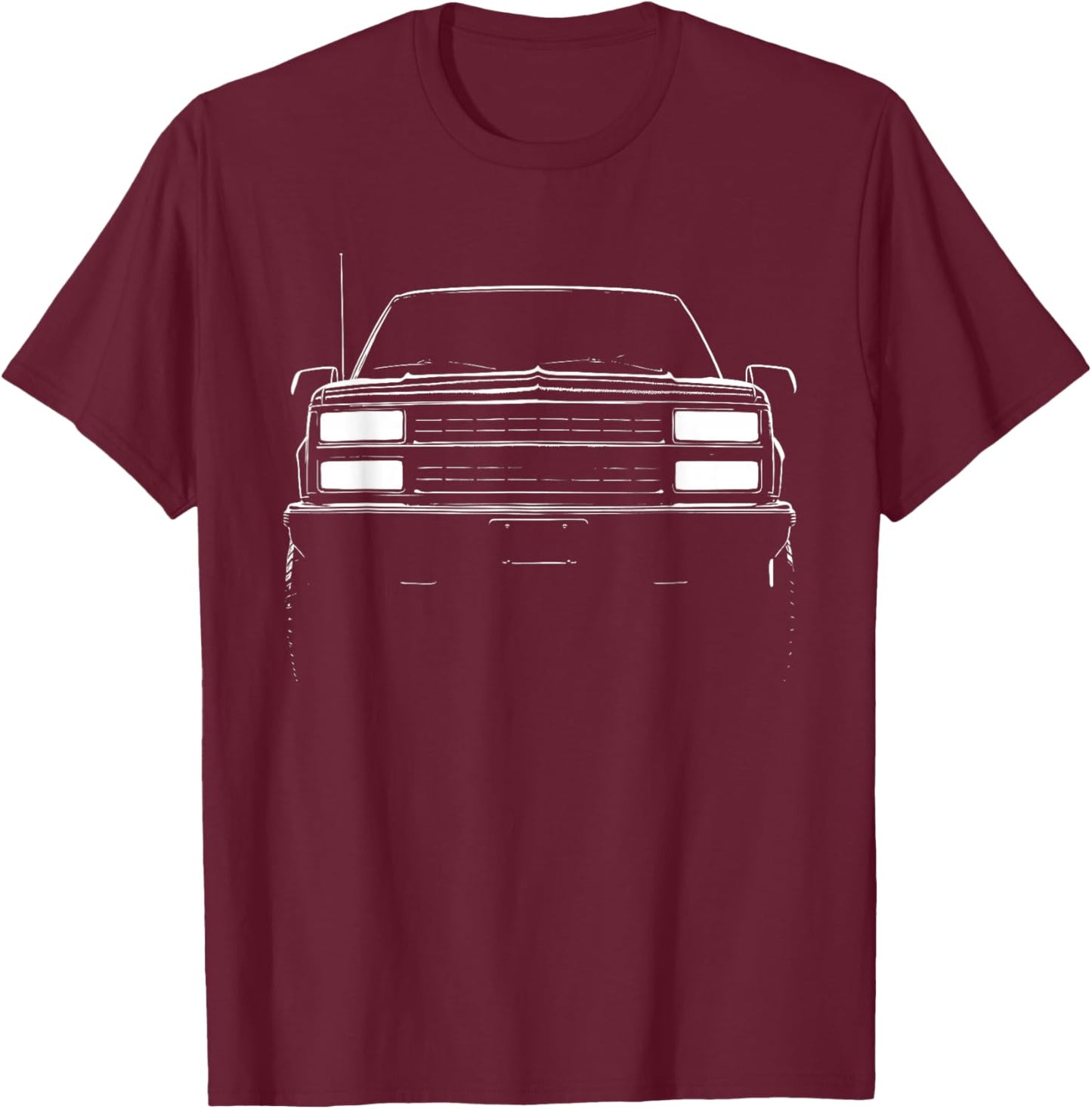 88-98 CK Truck GMT400 Front Grill Silhouette OBS T-Shirt - T-Shirt | Maroon