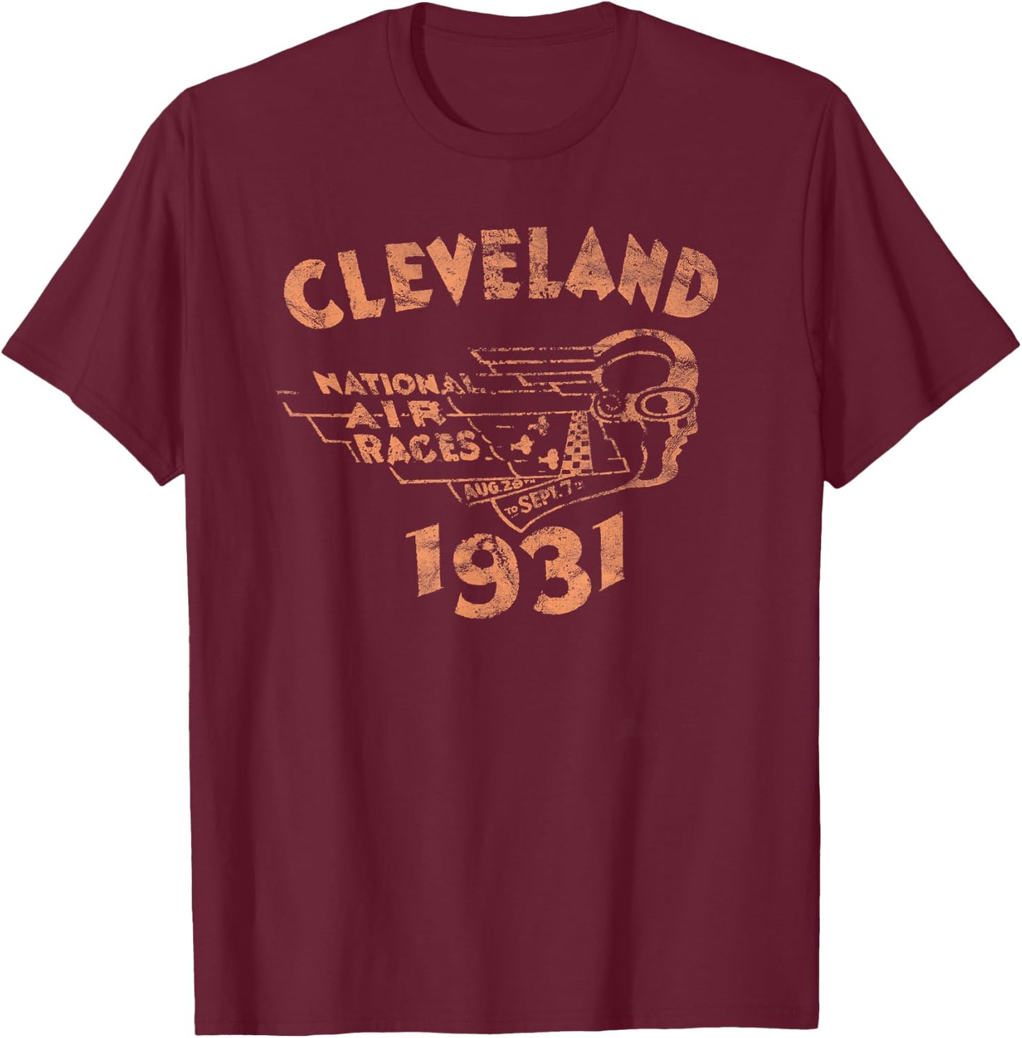 Cleveland National Air Race 1931 Air Racing Series Vintage T-Shirt - T-Shirt | Maroon