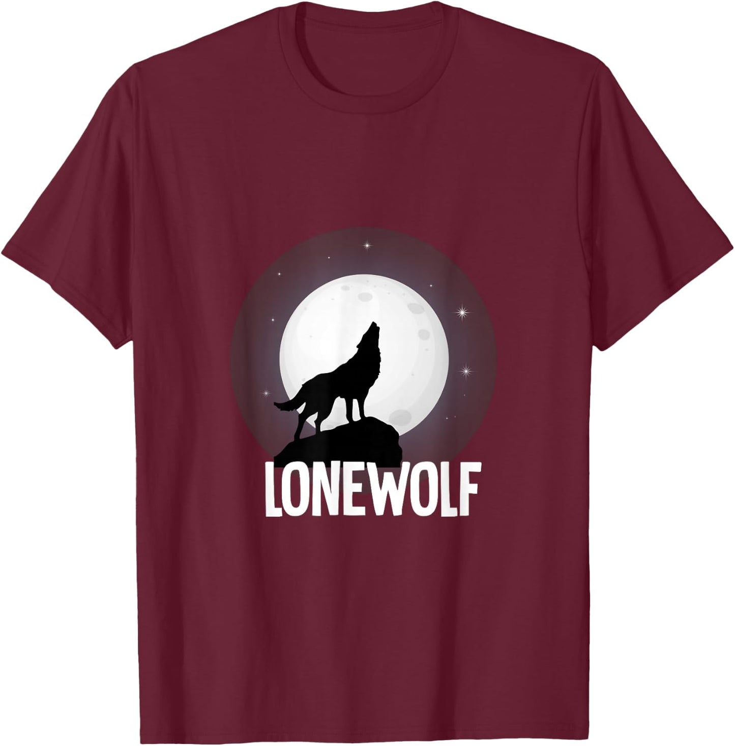 Lone Wolf Howling at The Moon Animal Wildlife Wild Howl T-Shirt - T-Shirt | Maroon