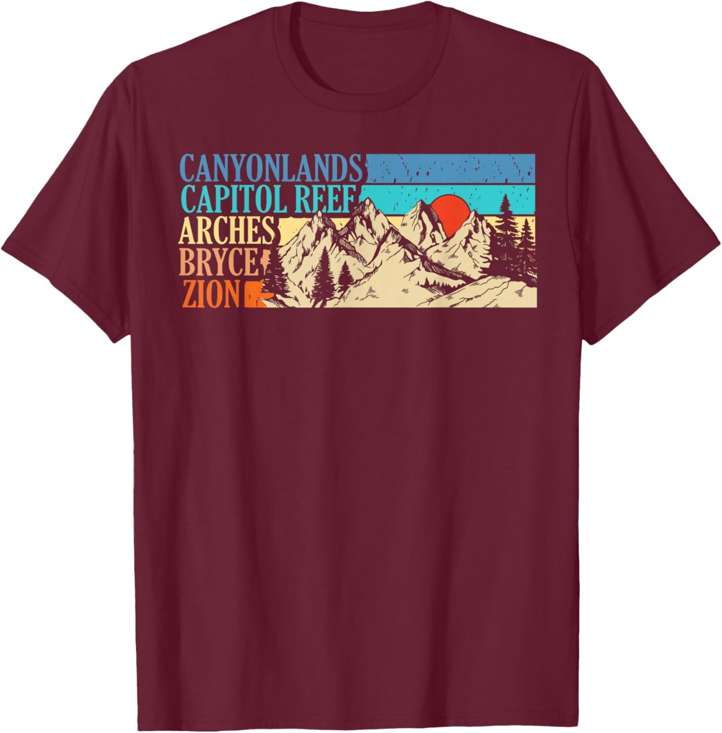 Vintage Utah Souvenir Big 5 Utah Mighty Five National Park T-Shirt - T-Shirt | Maroon