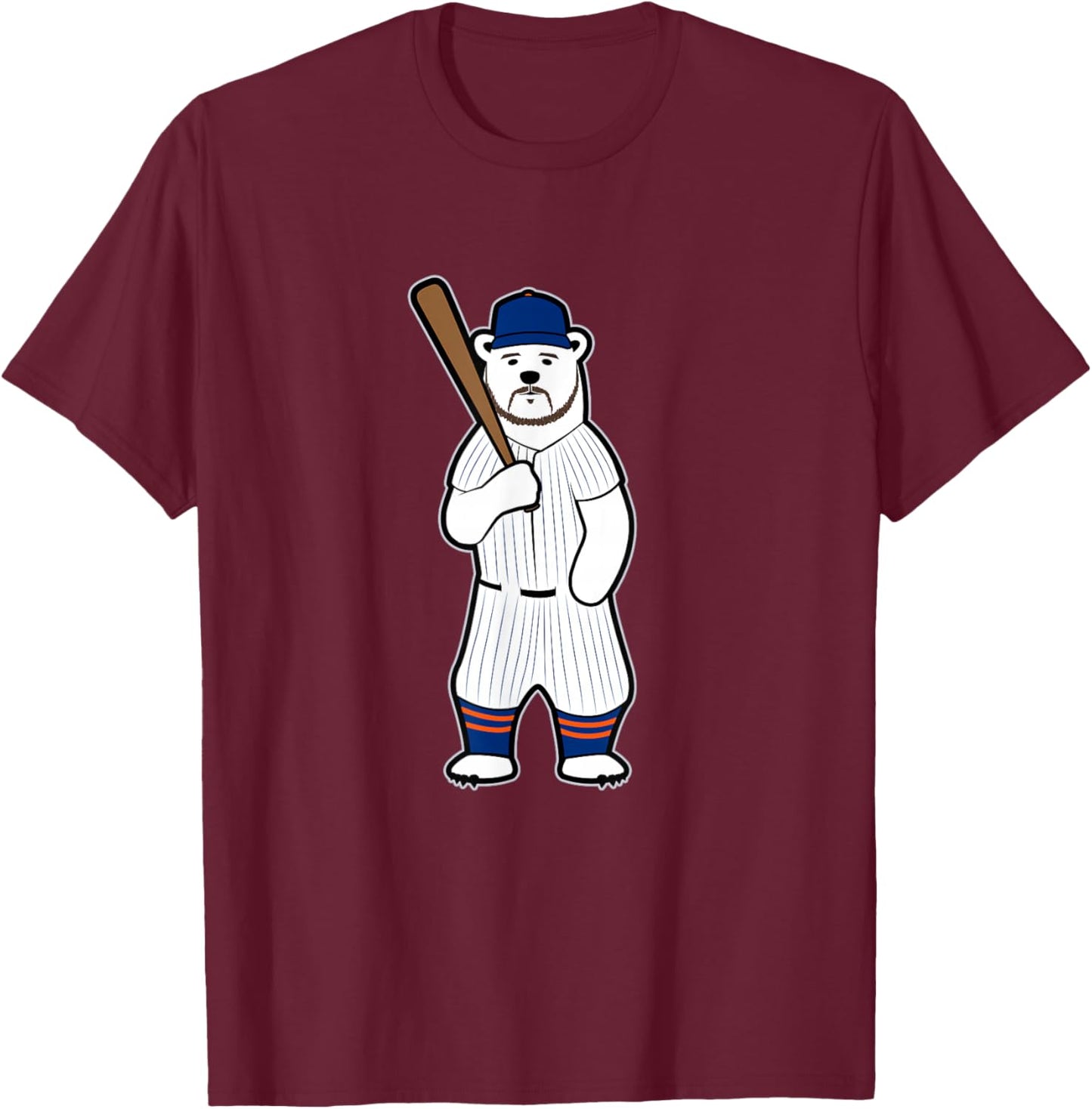 Baseball Polar Bear Pete T-Shirt - T-Shirt | Maroon