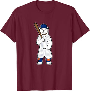 Baseball Polar Bear Pete T-Shirt - T-Shirt | Maroon