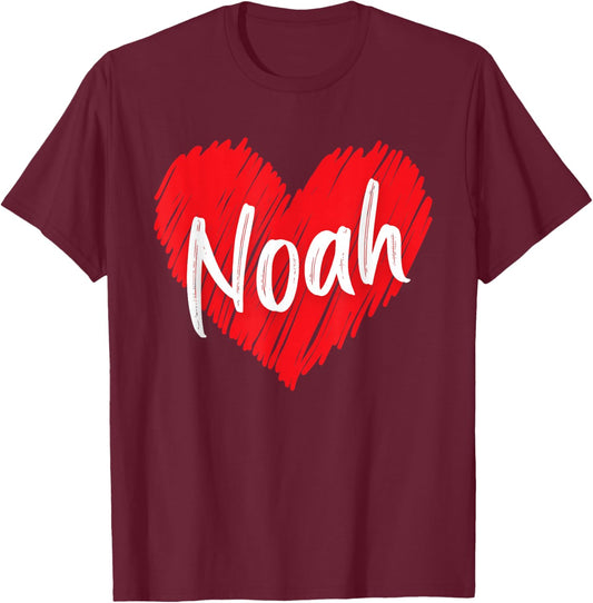 I Love Noah Heart Personalized Name Noah T-Shirt - T-Shirt | Maroon