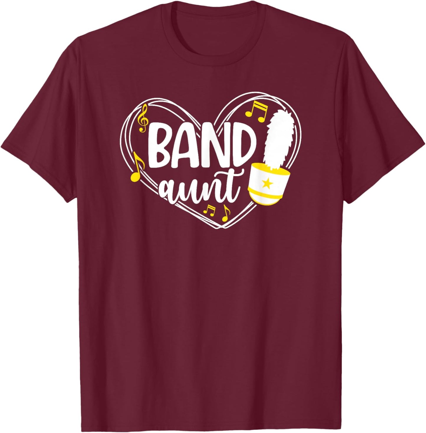 Band Aunt Heart Marching Band Aunt T-Shirt - T-Shirt | Maroon