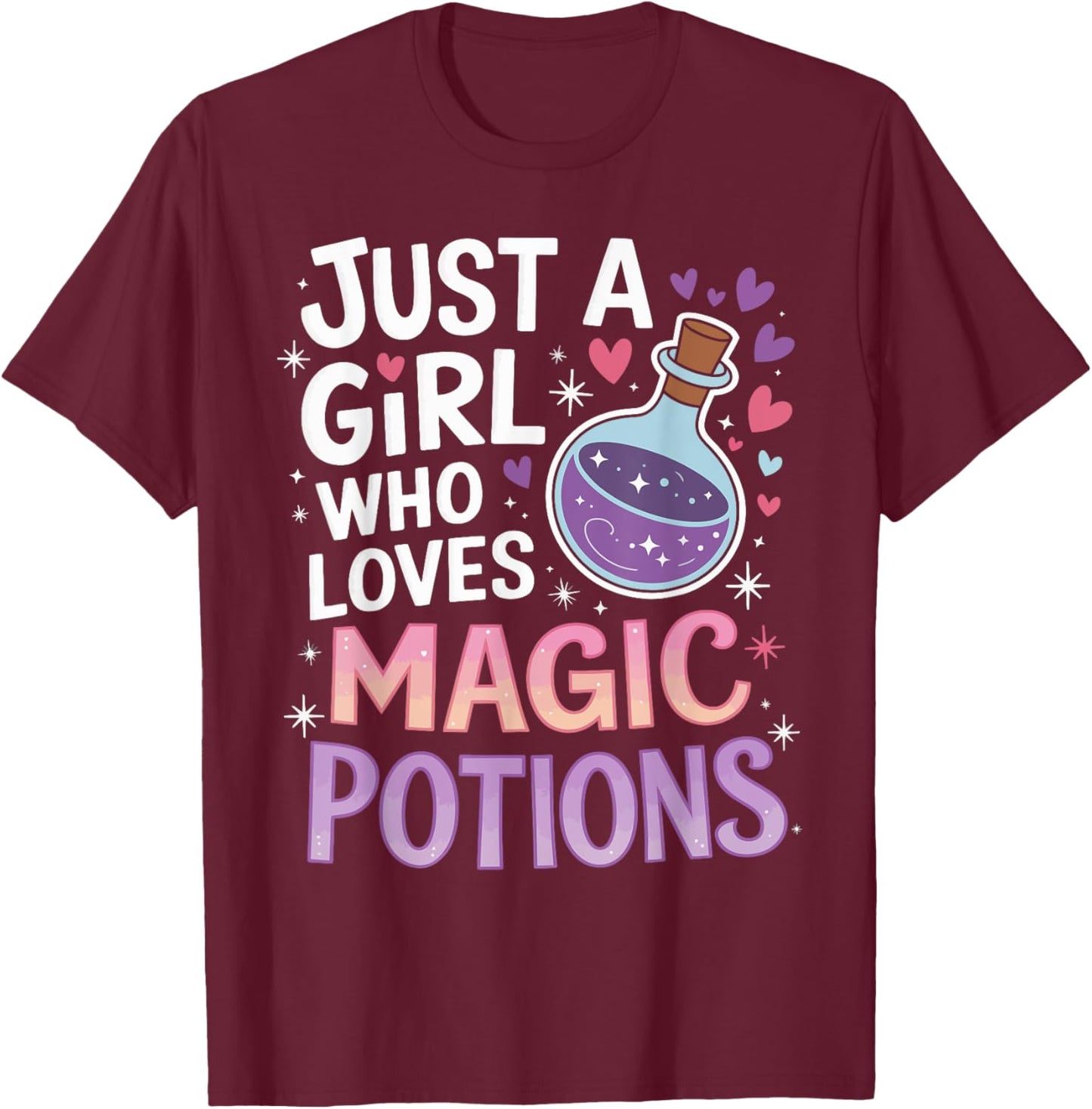 Just A Girl Who Loves Magic Potion Funny Halloween Girls T-Shirt - T-Shirt | Maroon