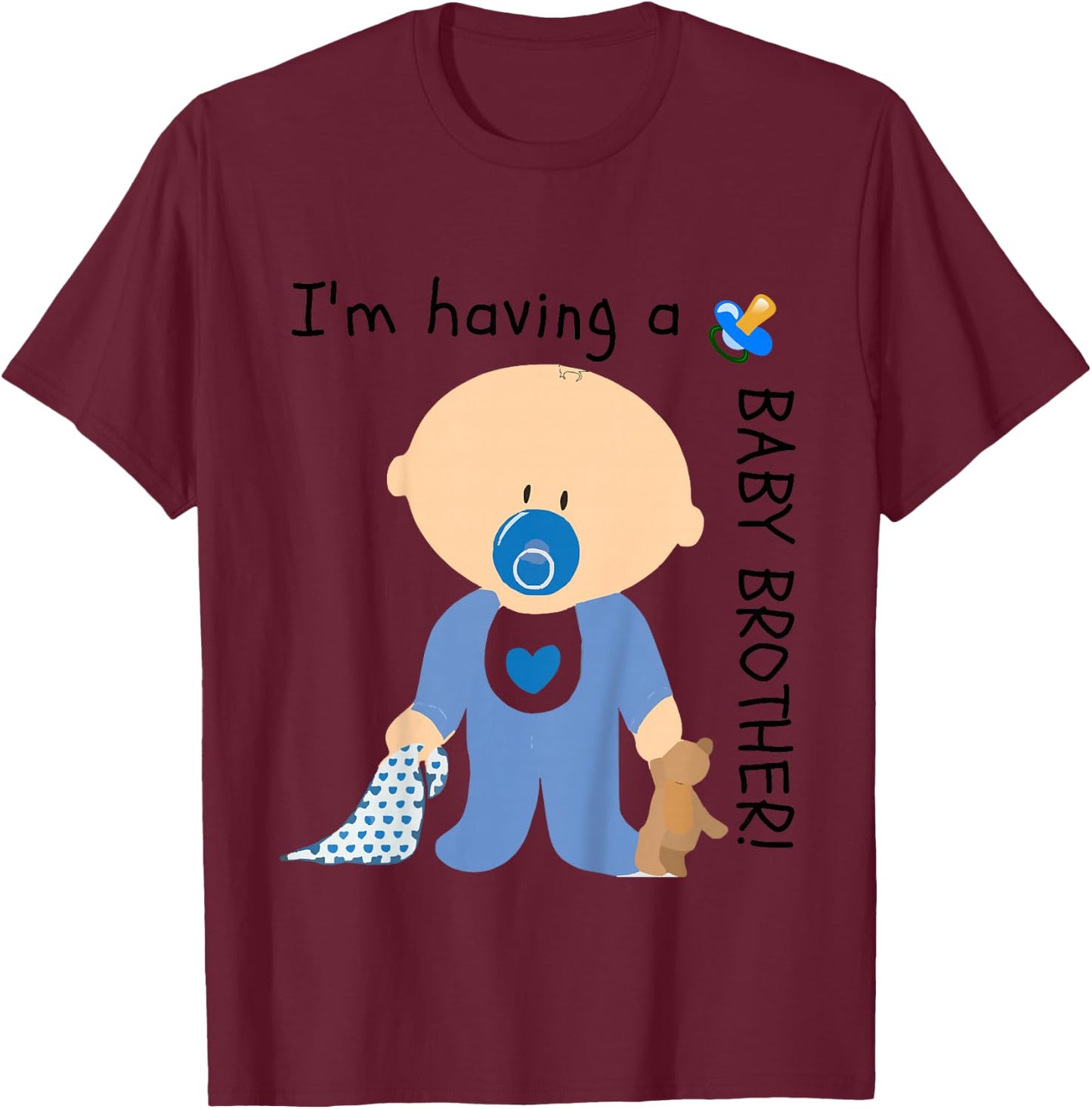 Kids Baby Brother Sibling Pregnancy Gender Reveal Announcement T-Shirt - T-Shirt | Maroon