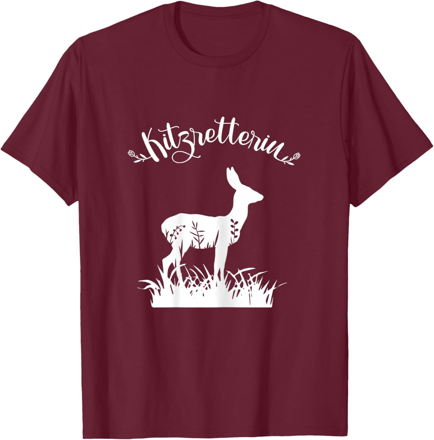 Reh Damen Rehkitz Retten Rettung Kitzretterin Jagd Jägerin T-Shirt - T-Shirt | Maroon