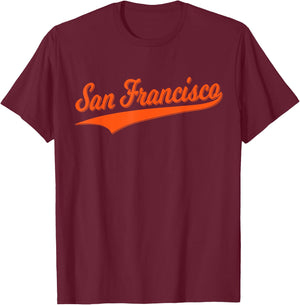San Francisco Sf Varsity Script Vintage Sports Jersey Style T-Shirt - T-Shirt | Maroon