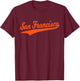 San Francisco Sf Varsity Script Vintage Sports Jersey Style T-Shirt - T-Shirt | Maroon