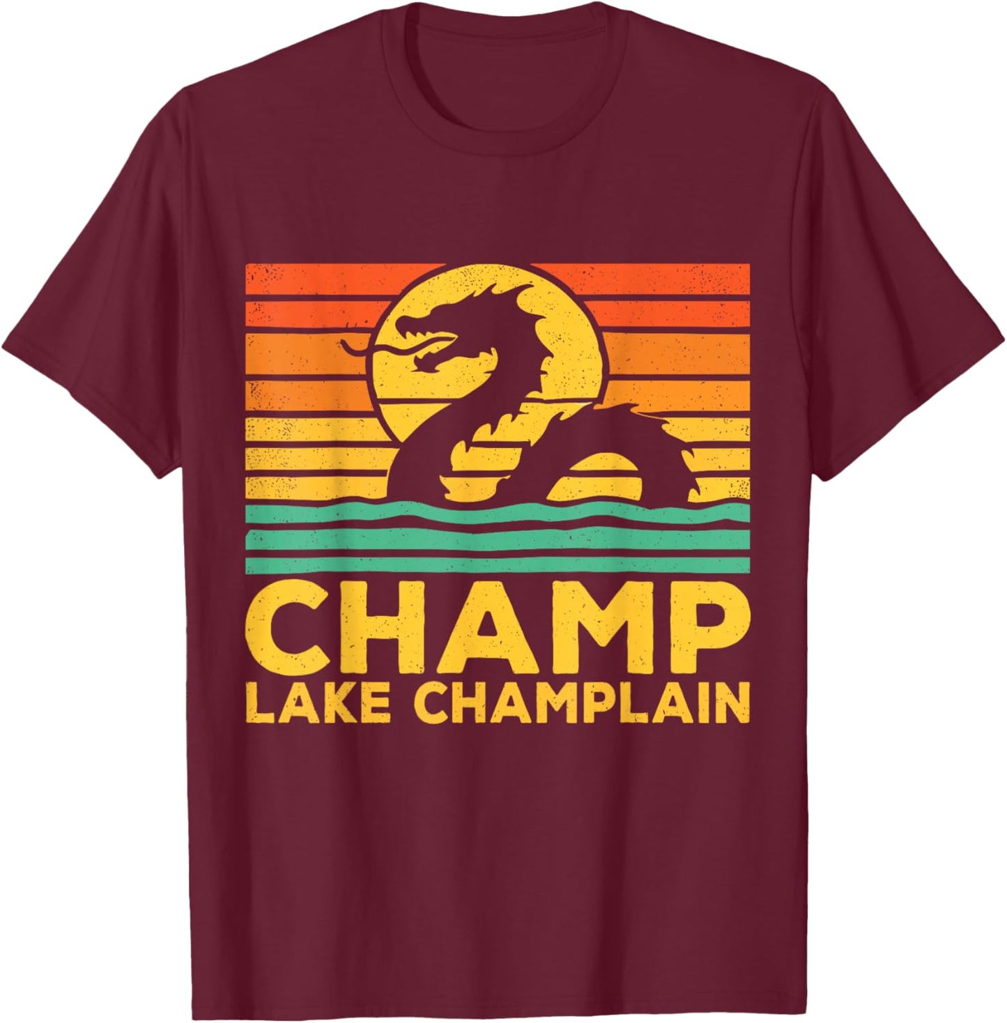 Champ Lake Champlain Monster American Folklore T-Shirt - T-Shirt | Maroon
