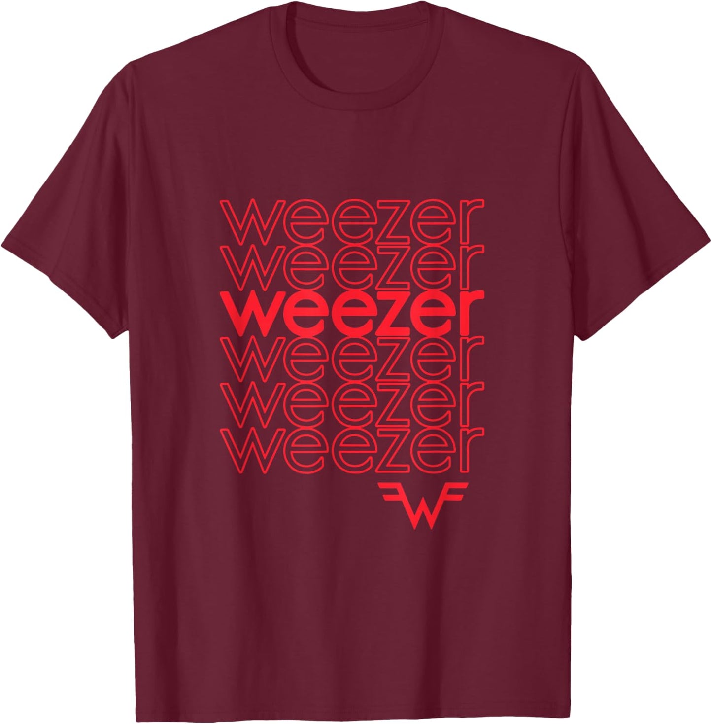 Weezer - Thank You Red T-Shirt - T-Shirt | Maroon