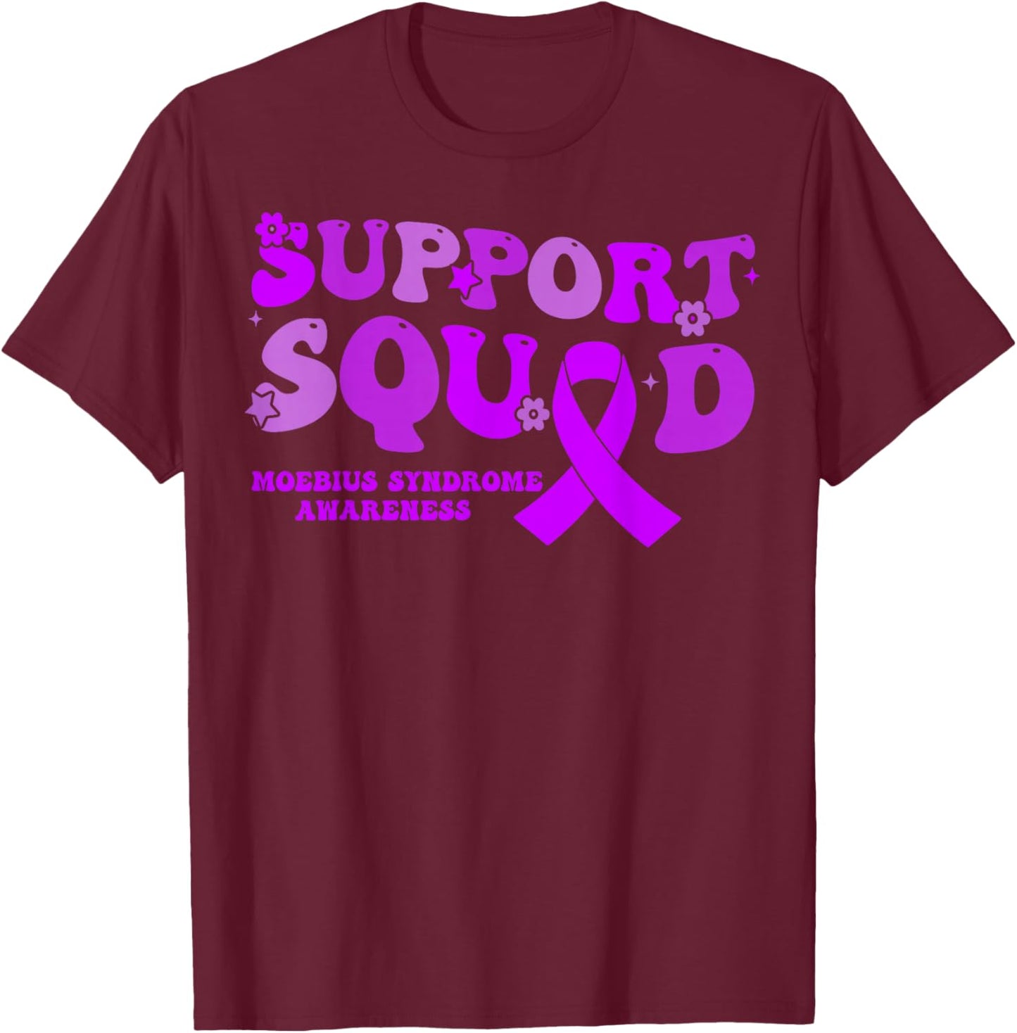 Support Squad Purple Ribbon Moebius Syndrome Awareness T-Shirt - T-Shirt | Maroon