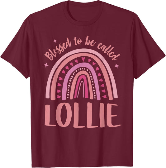 Lollie for Grandma Women Mothers Day Blessed Lollie T-Shirt - T-Shirt | Maroon