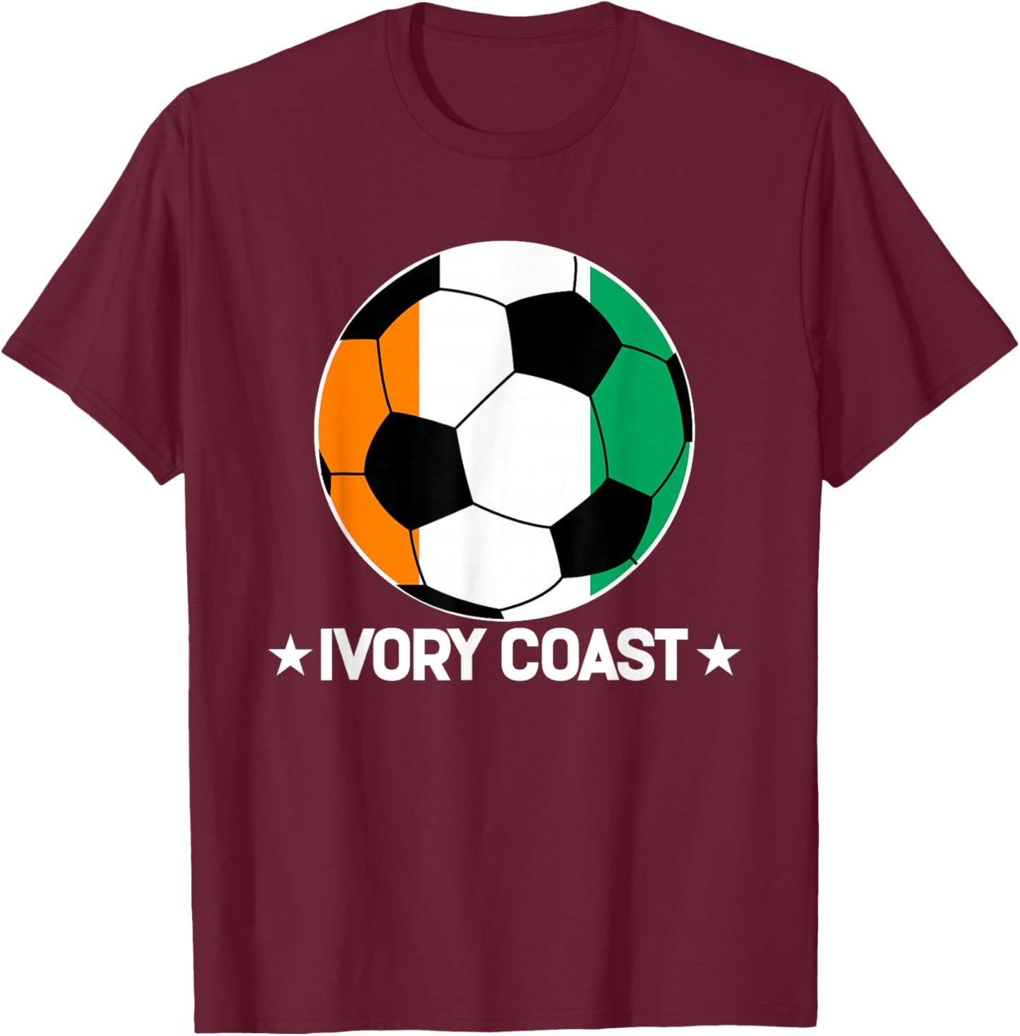 Ivory Coast Soccer Team Ivory Coast Flag Jersey Football T-Shirt - T-Shirt | Maroon