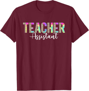 Teacher Assistant Appreciation Back To School Leopard T-Shirt - T-Shirt | Maroon