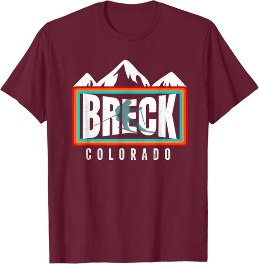 Ski Breckenridge CO Retro Cool Colorado Breck Vintage Ski T-Shirt - T-Shirt | Maroon